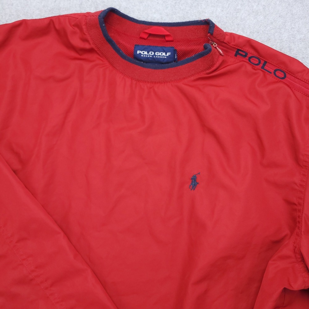 Polo Golf Ralph Lauren Pullover‎ Windbreaker Jacket Mens Medium Vintage Red